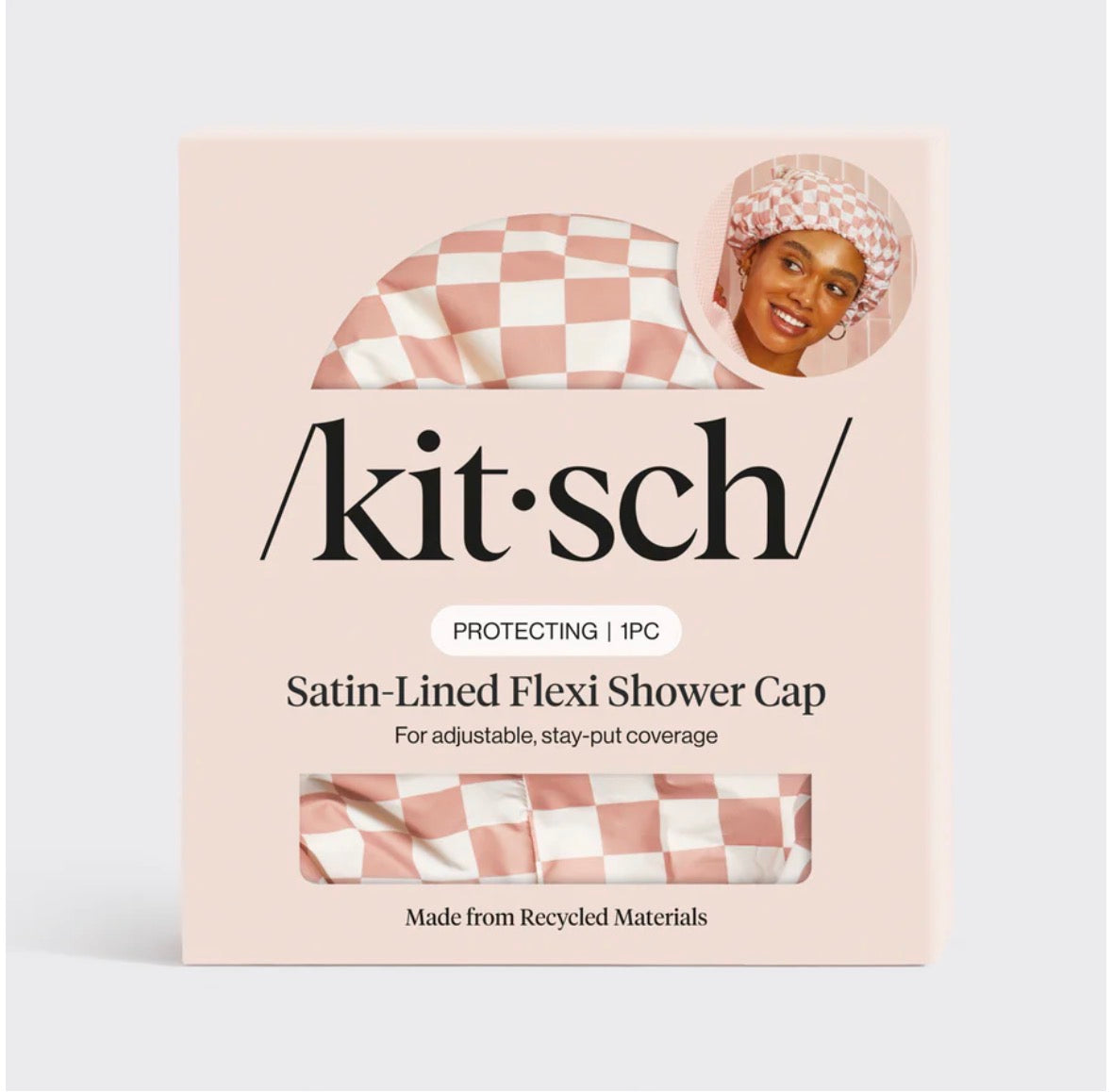 Kitsch Terracotta Checker Shower Cap