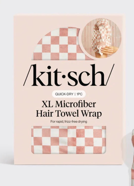 Kitsch Terracotta Checkered Hair Towel Wrap